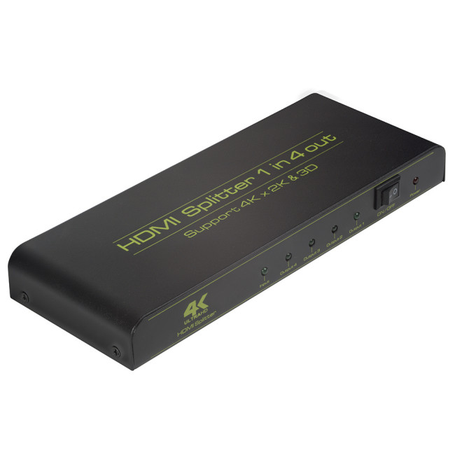 Greenconnect Разветвитель v1.4 HDMI 1на 4 выхода, 4K2K 30Hz /1080p 120Hz + индикация серия Greenline GL-v104C Greenconnect HDMI (f) to 4 x HDMI (f)