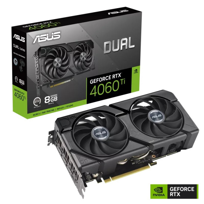 Видеокарта ASUS DUAL-RTX4060TI-8G-EVO (90YV0J48-M0NA00) Видеокарта ASUS DUAL-RTX4060TI-8G-EVO (90YV0J48-M0NA00)