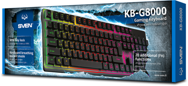 Игровая клавиатура SVEN KB-G8000 (105кл.. 20 Fn функций. подсветка) Sven KB-G8000