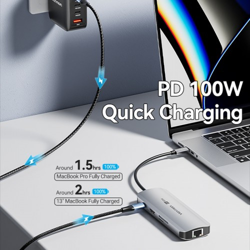 Мультифункциональный хаб Vention USB Type C 8 в 1 Vention TQKHB Мультифункциональный хаб Vention USB Type C 8 в 1 Vention TQKHB