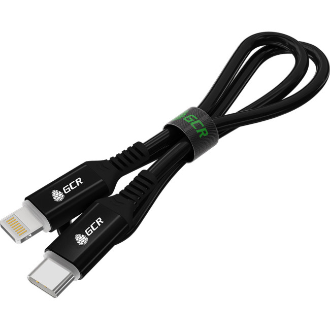 GCR Кабель PREMIUM 0.5m TypeC/Lightning MFI POWER DELIVERY 18 W, быстрая зарядка, черный силикон, AL case черный, черный ПВХ, GCR-53536 Кабель Greenconnect 0.5 м (GCR-53536)