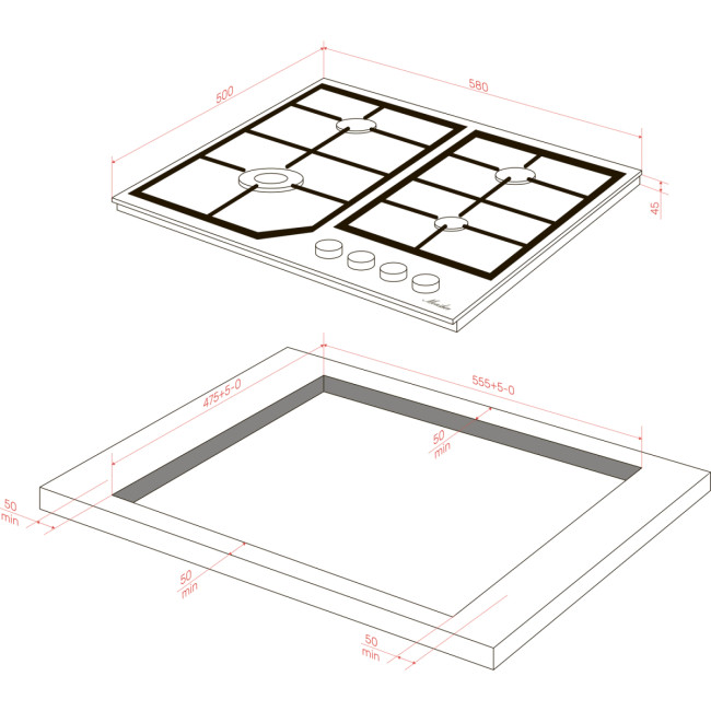 Варочная поверхность MONSHER Monsher MSG 63 Acier