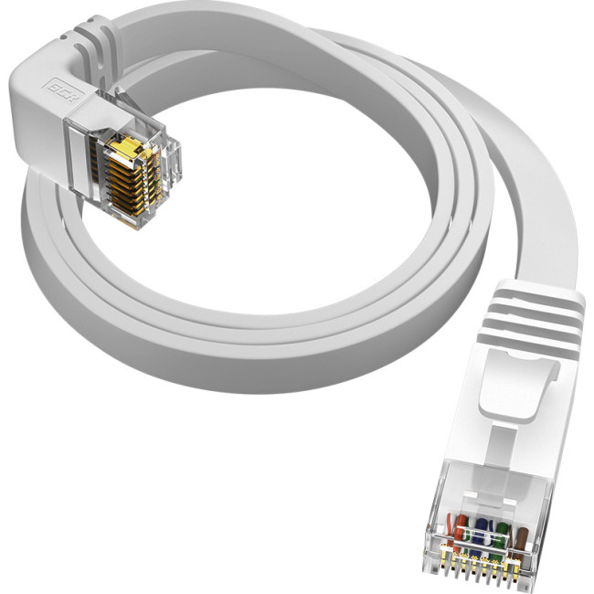 GCR Патч-корд PROF плоский 2.0m, UTP медь кат.6, белый, верхний угол, ethernet high speed 10 Гбит/с, RJ45, T568B Greenconnect GCR-54630