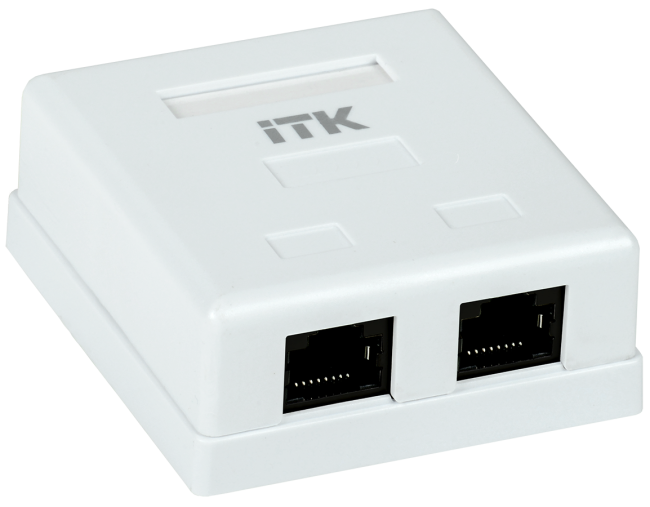 Настенная информационная розетка RJ45 8P8C, кат.5Е UTP, 2-порта, белая ITK CS2-1C5EU-22 Настенная информационная розетка RJ45 8P8C, кат.5Е UTP, 2-порта, белая ITK CS2-1C5EU-22