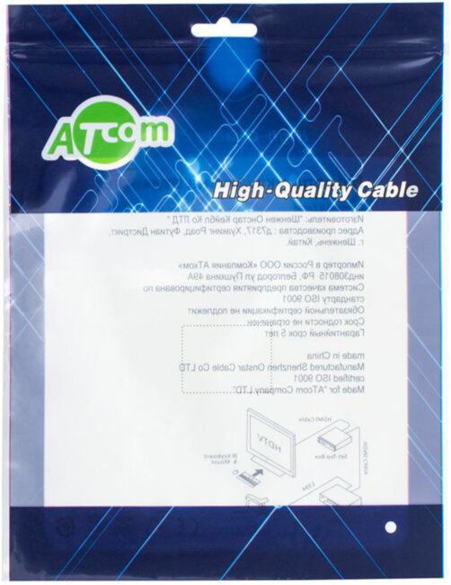 Кабель HDMI 2 м (HIGH speed, Metal gold, в чулке, в пакете) ATcom HDMI (m) - HDMI (m) 2 м Кабель HDMI 2 м (HIGH speed, Metal gold, в чулке, в пакете) ATcom HDMI (m) - HDMI (m) 2 м