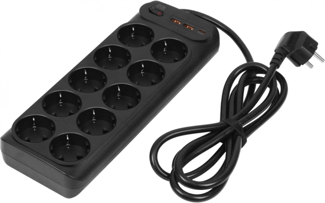 Сетевой фильтр-удлинитель PowerCom SP-10 USB2A1CB Сетевой фильтр-удлинитель PowerCom SP-10 USB2A1CB