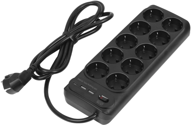 Сетевой фильтр-удлинитель PowerCom SP-10 USB2A1CB Сетевой фильтр-удлинитель PowerCom SP-10 USB2A1CB
