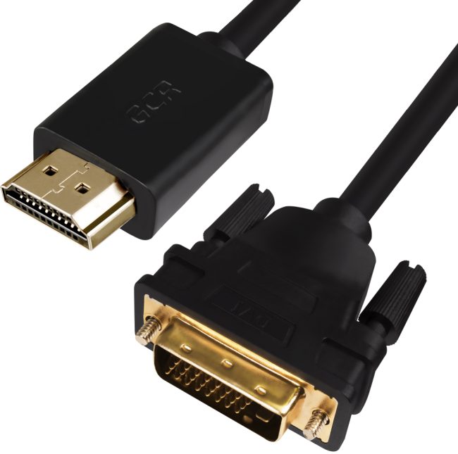 Greenconnect Кабель HDMI-DVI 7.5m черный, OD7.3mm, 28/28 AWG, позолоченные контакты, 19pin AM / 24+1M AM double link, GCR-HD2DVI1-7.5m, тройной экран Greenconnect HDMI—DVI 19M / 25M double link