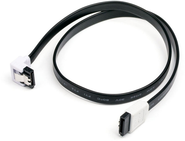 Кабель SATA 3.0, 0.5 м,  угловой, защелка, черный ATcom SATA (m) - SATA (m) 0.5 м