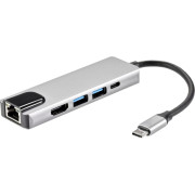 Адаптер USB 3.1 Type-Cm ->HDMI A(m) 4K@30Hz, RJ45, 2XUSB3.0, PD, iOpen <ACU435M> VCOM ACU435M