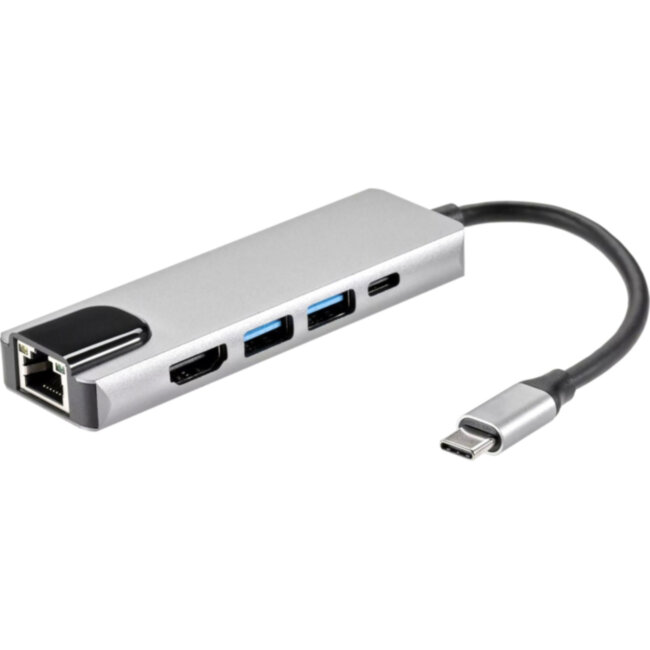 Адаптер USB 3.1 Type-Cm ->HDMI A(m) 4K@30Hz, RJ45, 2XUSB3.0, PD, iOpen <ACU435M> VCOM ACU435M
