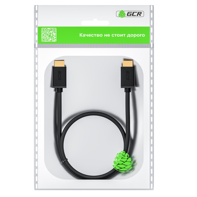 GCR Кабель 2.0m HDMI версия 2.0, HDR 4:2:2, Ultra HD, 4K 60 fps 60Hz/5K*30Hz, 3D, AUDIO, 18.0 Гбит/с, 28/28 AWG, OD7.3mm, тройной экран, черный, GCR-HM411-2.0m Greenconnect HDMI 2.0 - HDMI 2.0 2м черный