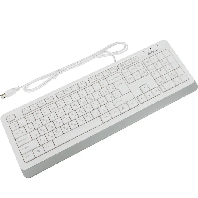 Клавиатура A4Tech FK10 белый/серый USB (FK10 WHITE) каб.:1.5м A4Tech FK10 WHITE Клавиатура A4Tech FK10 белый/серый USB (FK10 WHITE) каб.:1.5м A4Tech FK10 WHITE
