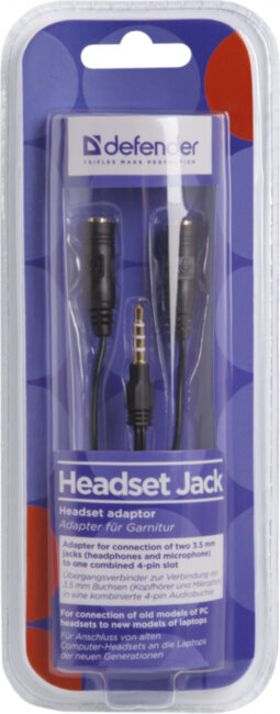 Defender Переходник Headset Jack 2*3.5jack—3.5 4pin jack 0,15м Defender Headset Jack 2x3.5 jack—3.5 4pin jack 0.15м Defender Переходник Headset Jack 2*3.5jack—3.5 4pin jack 0,15м Defender Headset Jack 2x3.5 jack—3.5 4pin jack 0.15м