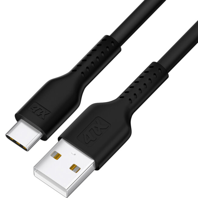 Кабель 0.5m TypeC, QC, черный, черный ПВХ Кабель 4PH 0.5 м (4PH-R90124)