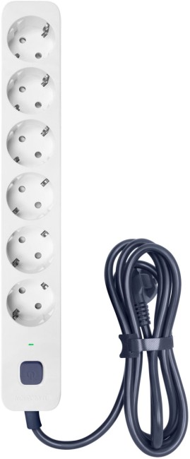 Фильтр-удлинитель PowerCom SP-06W 3.0M, 6 розеток, белый, 16А, 4кВт, 380Дж, защитные шторки, защита от КЗ, перегрузки, ВЧ и импульсных помех, кабель 3x1.5 мм2, ШхГхВ 338.5х50х40.2 мм, вес 0.68 кг. Powercom SP-06W 3.0M