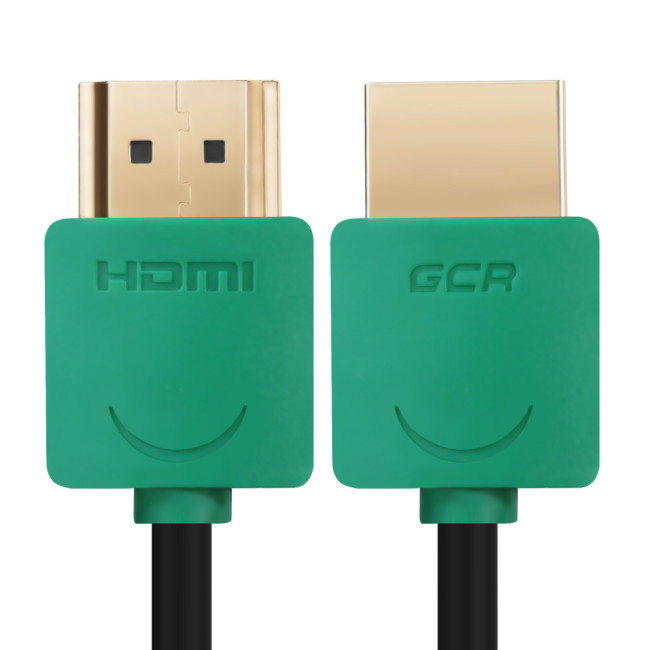 Greenconnect Кабель SLIM 1.0m HDMI 2.0, зеленые коннекторы Slim, OD3.8mm, HDR 4:2:2, Ultra HD, 4K 60 fps 60Hz, 3D, AUDIO, 18.0 Гбит/с, 32/32 AWG, GCR-51580 Greenconnect HDMI (m) - HDMI (m) 1м