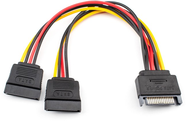 Кабель Sata power <=> 2 x Sata power 0.2 м (медный) ATcom  Sata power - 2 x Sata power 0.2 м