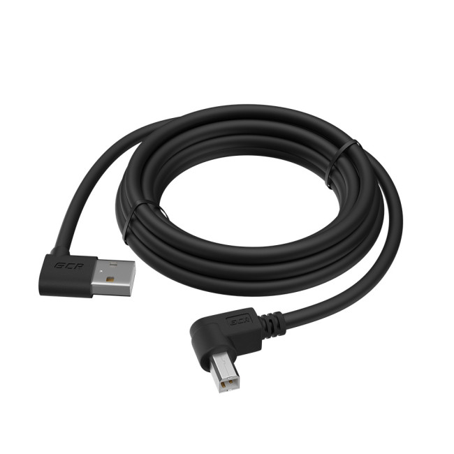 Greenconnect Кабель 1.0m USB 2.0, AM угловой/BM угловой, черный, 28/28 AWG, экран, армированный, морозостойкий, GCR-AUPC5AM-BB2S-1.0m Greenconnect USB 2.0 Type-AM - USB 2.0 Type-BM 1м