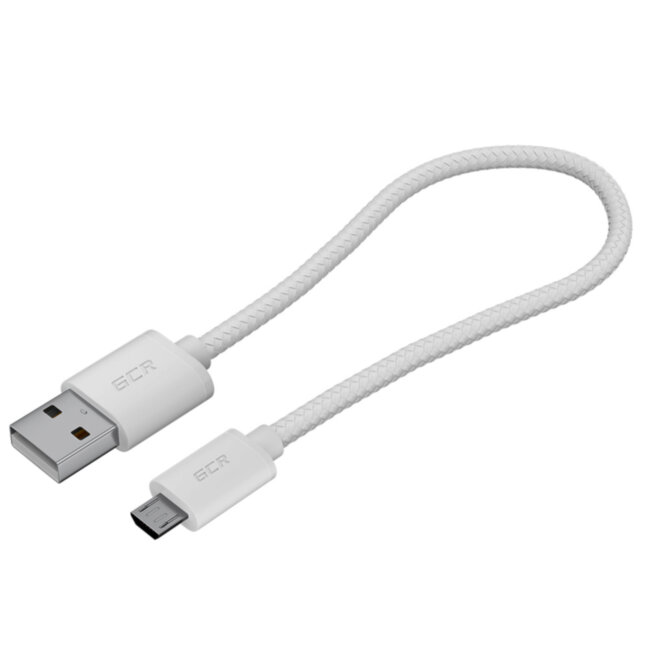 GCR Кабель 0.5m MicroUSB, быстрая зарядка, белый нейлон, GCR-54081 Greenconnect GCR-54081