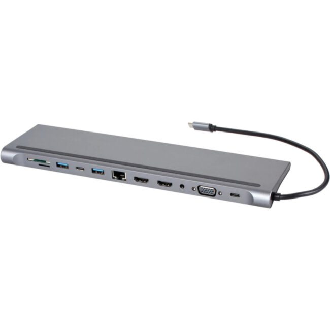 Адаптер TC--->2USB3.0+USB2.0+RJ45(100mbs)+2HDMI+VGA+PD+TypeC+TF+SD+audio, iOpen <ACU4700> VCOM ACU4700