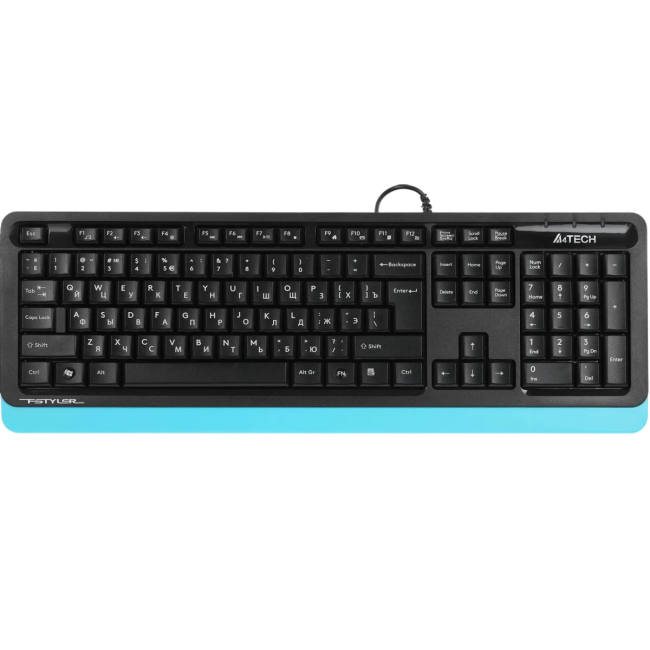 Клавиатура A4Tech FK10 черный/синий USB (FK10 BLUE) каб.:1.5м A4Tech FK10 BLUE