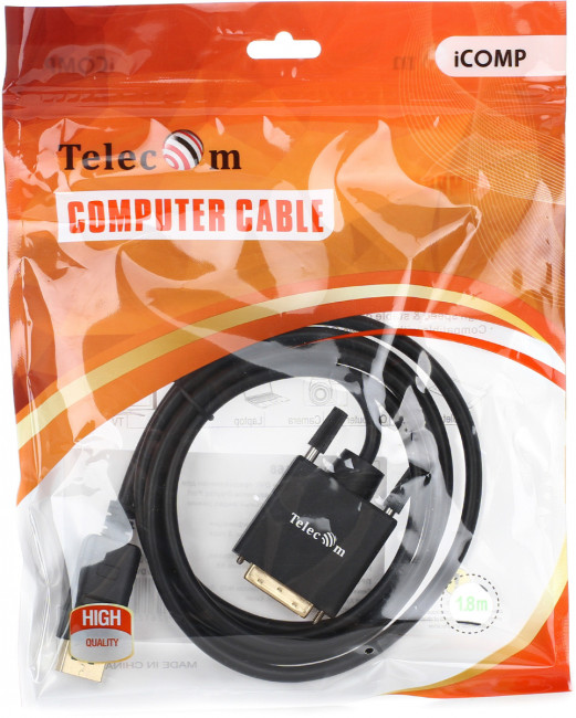 Кабель-переходник DP --> DVI_M/M 1,8м Telecom  (TA668-1.8M) Telecom DP  —  DVI_M/M 1,8м