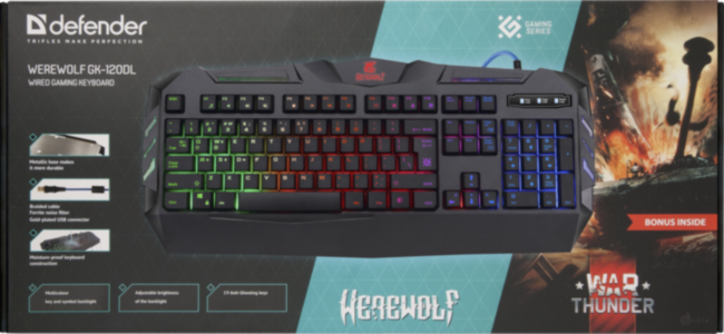 Defender Проводная игровая клавиатура Werewolf GK-120DL RU,RGB подсветка,19 Anti-Ghost Defender Werewolf GK-120DL Defender Проводная игровая клавиатура Werewolf GK-120DL RU,RGB подсветка,19 Anti-Ghost Defender Werewolf GK-120DL