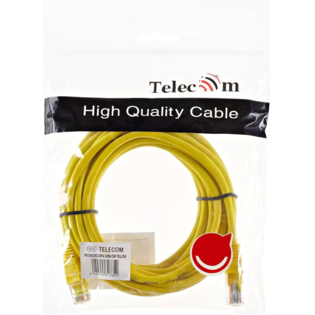 Патчкорд литой "Telecom" UTP кат.5е 5,0м желтый VCOM NA102-Y-5M Патчкорд литой "Telecom" UTP кат.5е 5,0м желтый VCOM NA102-Y-5M