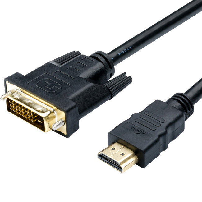 Кабель HDMI <=> DVI 1.8 m (24 pin, 2 феррита, черный, пакет) ATcom AT3808