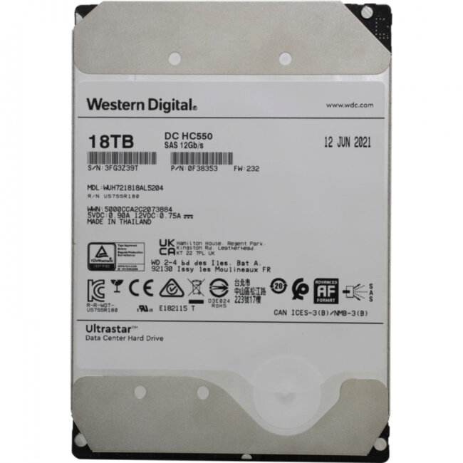 Жесткий диск Western Digital Ultrastar DC HC550 18Tb (WUH721818AL5204)