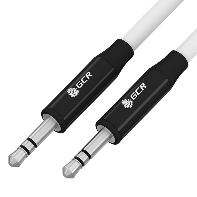 GCR Кабель 0.5m аудио jack 3.5mm/jack 3.5mm белый, AL case черный, M/M, GCR-54749 Greenconnect GCR-54749