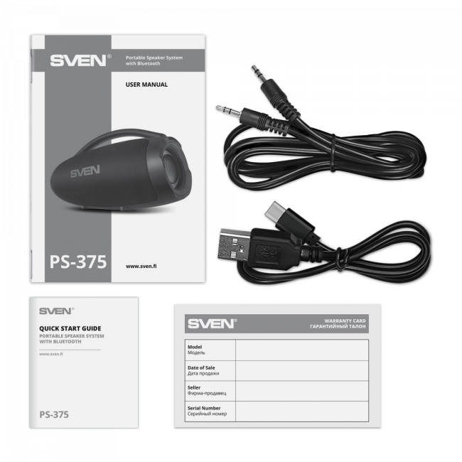 АС SVEN PS-375, черный, акустическая система (60 Вт, TWS, Bluetooth, USB, 4500мА*ч) SVEN PS-375 АС SVEN PS-375, черный, акустическая система (60 Вт, TWS, Bluetooth, USB, 4500мА*ч) SVEN PS-375