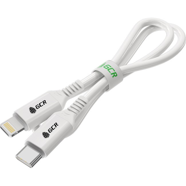 GCR Кабель PREMIUM 1.0m TypeC/Lightning MFI POWER DELIVERY 18 W, быстрая зарядка, белый силикон, AL case белый, белый ПВХ, GCR-53533 Кабель Greenconnect 1 м (GCR-53533)