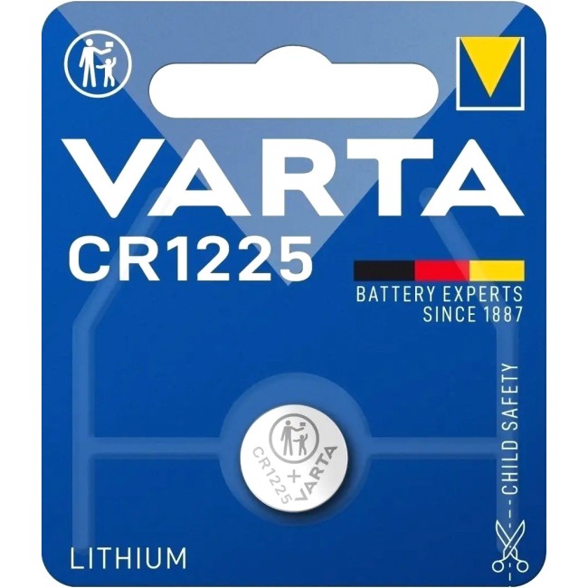 Батарейка Varta ELECTRONICS CR1225 BL1 Lithium 3V (6225) (1/10/100) Varta PRIMARY LITHIUM CR1225 (06225101401)