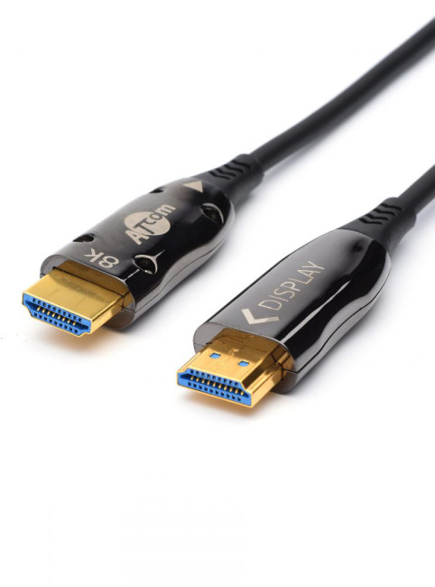 Кабель HDMI 40 м (HIGH speed, Metal gold,  Optical) 8K VER 2.1 ATcom HDMI 2.1 (m) - HDMI 2.1 (m) 40 м