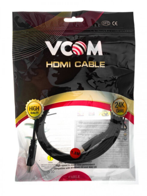 Кабель HDMI 19M/M, плоский,ver. 2.0, 4K@60 Hz 1.8m VCOM <CG522F-1.8M> VCOM HDMI (m) - HDMI (m) 1.8м Кабель HDMI 19M/M, плоский,ver. 2.0, 4K@60 Hz 1.8m VCOM <CG522F-1.8M> VCOM HDMI (m) - HDMI (m) 1.8м