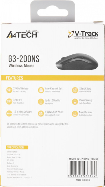 Мышь A4Tech G3-200NS Мышь A4Tech G3-200NS
