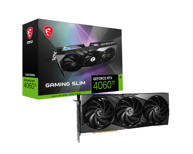 Видеокарта MSI GeForce RTX 4060 Ti GAMING SLIM 16G Видеокарта MSI GeForce RTX 4060 Ti GAMING SLIM 16G