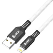 GCR Кабель PREMIUM 1.2m для iPhone, iPad, Air, AM/Lightning, MFI, белый нейлон, AL case черный, 28/24 AWG, GCR-53447 Greenconnect GCR-53447