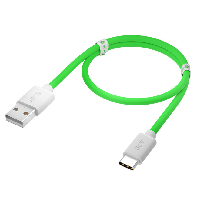 GCR QC Кабель 1.0m, TypeC, быстрая зарядка, зеленый TPE, белые коннекторы, 28/22 AWG, GCR-52494 Greenconnect USB 2.0 Type-AM - USB 2.0 Type-C (m) 1м