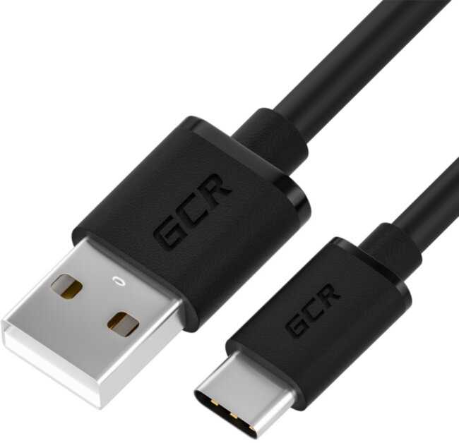 GCR QC Кабель 0.5m, TypeC, быстрая зарядка, черный TPE, черные коннекторы, 28/22 AWG, GCR-52725 Greenconnect USB 2.0 Type-AM - USB 2.0 Type-C (m) 0.5м
