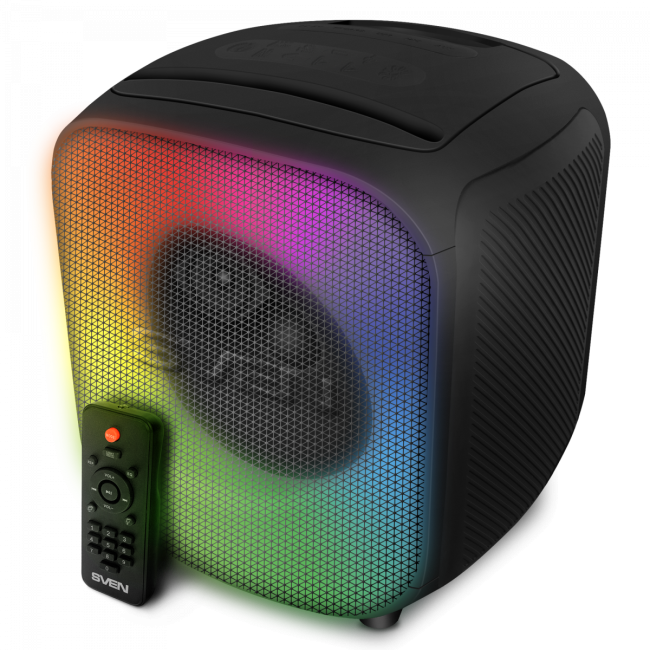 АС SVEN PS-555, черный, акустическая система (65 Вт, TWS, Bluetooth, USB, microSD, пульт, 4000мА*ч) SVEN PS-555