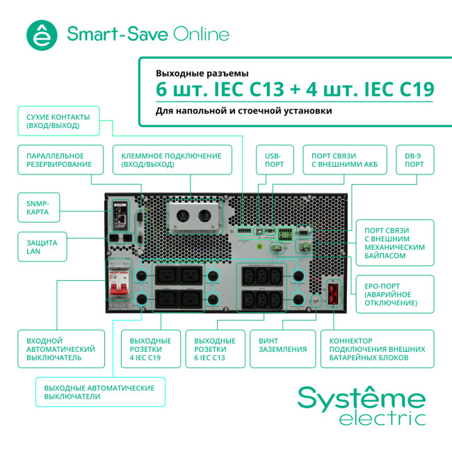 Источник бесперебойного питания SYSTEME ELECTRIC SRTSE5KRTXLIEC-NC Источник бесперебойного питания SYSTEME ELECTRIC SRTSE5KRTXLIEC-NC