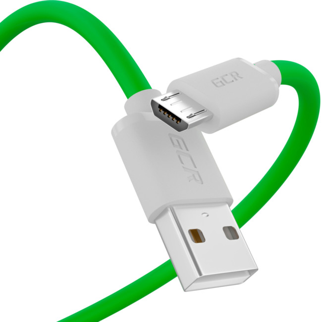 GCR QC Кабель 0.3m MicroUSB, быстрая зарядка, зеленый TPE, белые коннекторы, 28/22 AWG, GCR-53282 Greenconnect GCR-53282