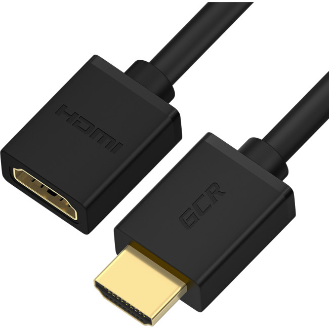 GCR Удлинитель 1.0m v1.4 HDMI-HDMI черный, 30/30 AWG, позолоченные контакты, Ethernet 10.2 Гбит/c, 19M / 19F, экран, GCR-54445 Greenconnect GCR-54445, 1 м