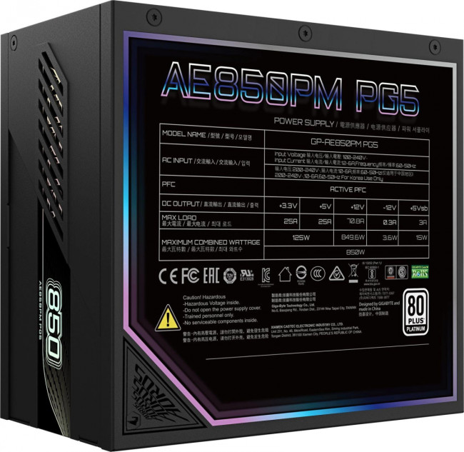 Блок питания Gigabyte GP-AE850PM PG5 Блок питания Gigabyte GP-AE850PM PG5