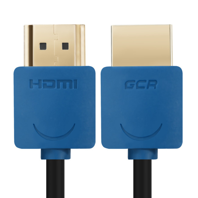 Greenconnect Кабель SLIM 0.5m HDMI 2.0, синие коннекторы Slim, OD3.8mm, HDR 4:2:2, Ultra HD, 4K 60 fps 60Hz, 3D, AUDIO, 18.0 Гбит/с, 32/32 AWG, GCR-51585 Greenconnect HDMI (m) - HDMI (m) 0.5м