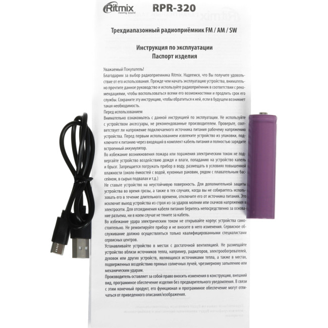 Радиоприёмник портативный RITMIX RPR-320 Радиоприёмник портативный RITMIX RPR-320