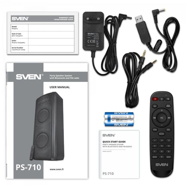 АС SVEN PS-710, черный, акустическая система (100 Вт, TWS, Bluetooth, FM, USB, microSD, LED-дисплей, 4400мА*ч) SVEN PS-710 АС SVEN PS-710, черный, акустическая система (100 Вт, TWS, Bluetooth, FM, USB, microSD, LED-дисплей, 4400мА*ч) SVEN PS-710